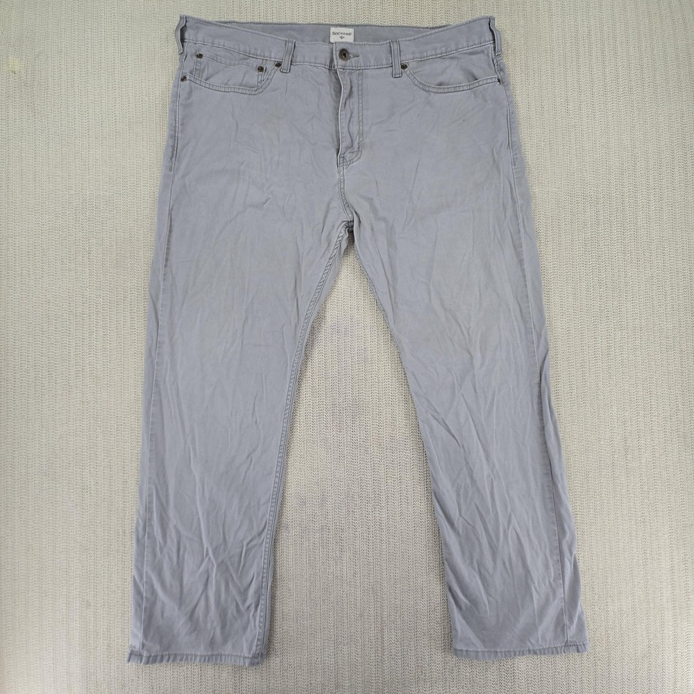 Dockers Jeans Mens 40x30 Gray Denim Straight Fit Flat Front 5-Pocket Pants